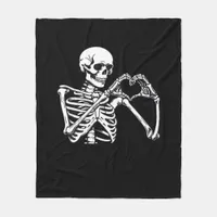 Skeleton Heart Hands Sign Halloween Costume Trendi Fleece Blanket