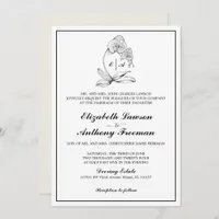 Elegant Orchid Monogram Formal Wedding Invitation