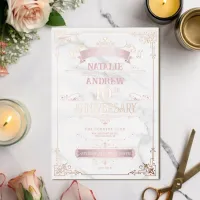 Romantic Luxe Rose Gold Marble Foil Anniversary Foil Invitation