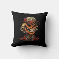 Funny Trumpkin Pumpkin Skeleton Make Halloween Gre Throw Pillow