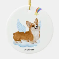 Corgi Angel Dog Personalized Pet Memorial  Ceramic Ornament
