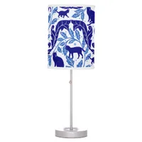 Elegant Chinoiserie Blue Black Cat-Whimsical  Table Lamp