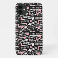 New York Street Names Blush Pink Patterned iPhone 11 Case