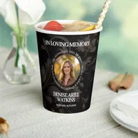 Elegant Floral Marble Memorial Remembrance Photo Paper Cups