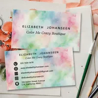 Colorful Watercolor Dusty & Black Typography Name  Business Card