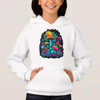 Retro Neon Mushrooms and Flowers  Hoodie