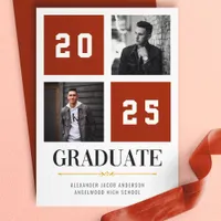 Terracotta Modern Photo Collage Grad Announcement