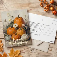 Vintage Oil Painted Pumpkin Harvest Thanksgiving Postcard