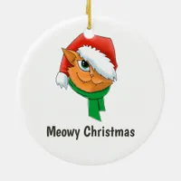 Christmas Cat Photo Ceramic Ornament