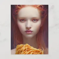 Woman With Spaghetti Postcard