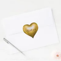 3D Gold Heart Wrap Thank You Heart Sticker