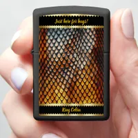 Close-up of venomous snakeskin patterns zippo lighter