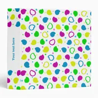 Colorful neon dots and shapes retro pattern 3 ring binder