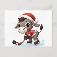 Festive Christmas Donkey Hockey Postcard