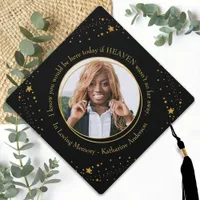 Memorial Elegant Graduate Custom Photo Gold Stars Graduation Cap Topper