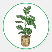 Traveler's Palm Hand Drawn Houseplant Art    Classic Round Sticker