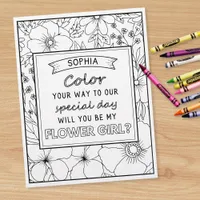Personalized Flower Girl Proposal Coloring Card