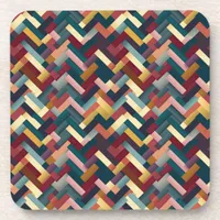 Cozy Autumn Tones Weave Pattern Beverage Coaster