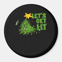 Let's Get Lit Tipsy Christmas Tree Funny Essential Magnet