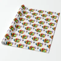 Colorful Birthday Party Balloons Bouquet  Wrapping Paper