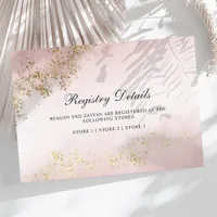 Modern Gold Flecks Blush Pink Wedding Registry Enclosure Card