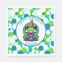 Cute Frog Themed Boy's Birthday Boy Napkins