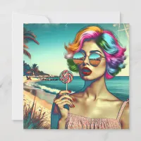 Beautiful Retro Pop Art Woman with Lollipop