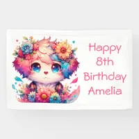 Pretty Rainbow Anime Puppy Personalized Birthday  Banner