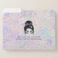 Iridescent Leopard Updo Holographic Eyelashes File Folder