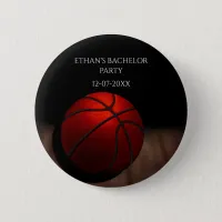 Basketball Orange Black Bachelor / Birthday Party Button