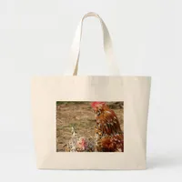 Bantam Hen and Rooster Large Tote Bag