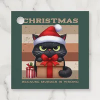 Modern Mocha Christmas Cat Funny Holiday Photo Favor Tags