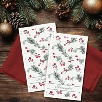 Modern Elegant Christmas Botanical Personalized Paper Guest Towels