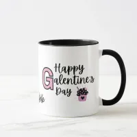 Happy Galentines Day Pink and Black Mug