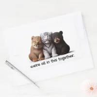 Lion, Tiger, & Bear Cubs Cuddling Best Friends Rectangular Sticker