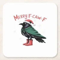 Merry Christmas F Caw F Vintage Classic Style Square Paper Coaster