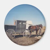 Waiting Amish Horse and Buggy Magnet