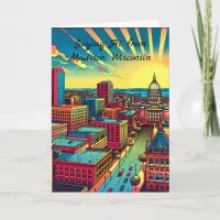 Madison, Wisconsin City Skyline at Sunset Card