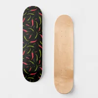 Chilli Peppers Patterned Black Skateboard