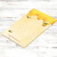 Golden bee honeycomb pattern honey dripping name post-it notes