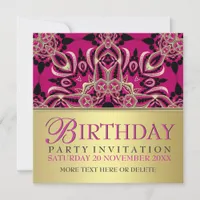 Hot Pink Diva Gal Birthday Party Invitations