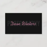 Minimalist Modern Black Pink Photographer Business Card