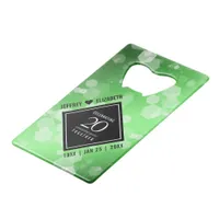 Elegant 20th Emerald Wedding Anniversary Credit Card Bottle Opener