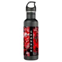 Black, Red Fluid Art Marble Personalized  ttle Stainless Steel Water Bottle