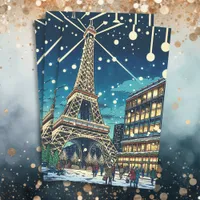 Eiffel Tower in Paris, France at Christmas Time Tissue Paper