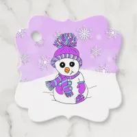 Personalized Christmas Purple Snowman Favor Tags