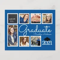 BUDGET Photo Collage Blue Graduate Announcement
