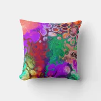 Red, Green Purple Colorful Fluid  Art Throw Pillow