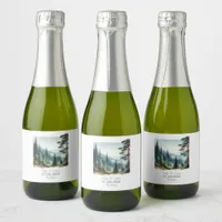 Pine Forest Rustic Wedding Sparkling Wine Label