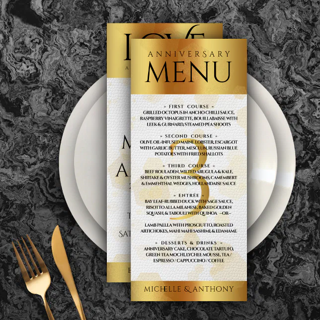 Elegant 3rd Leather Wedding Anniversary Menu